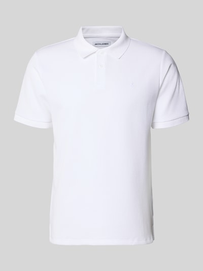 Produktfoto, Regular Fit Poloshirt mit Strukturmuster Modell 'AUSTIN' von Jack & Jones, biały, faktura, krój regular fit, bawełniany materiał