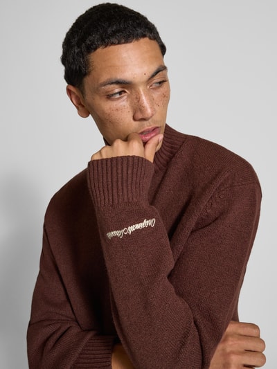 Jack & Jones Gebreide pullover met ribboorden, model 'NORREBRO'' Middenbruin - 3