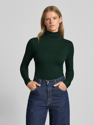 Only Golf o kroju slim fit z mieszanki wiskozy model ‘KAROL’ Ciemnozielony 4