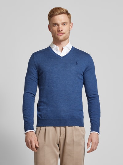 Polo Ralph Lauren Wollen pullover met logostitching Rookblauw - 4