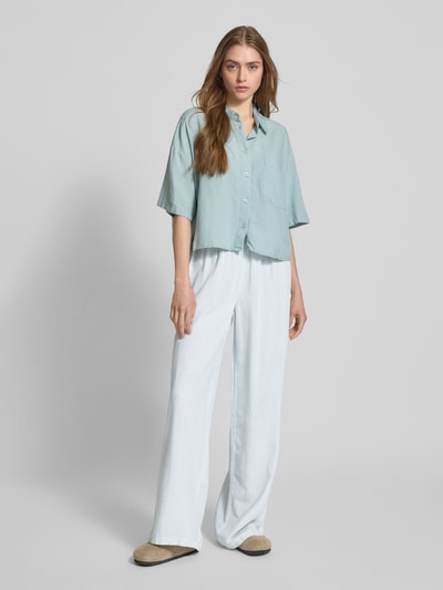 Review Wide Leg Stoffhose mit elastischem Bund Bleu 1