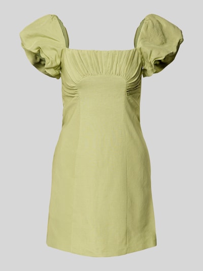 Forever New Cocktailjurk van linnenmix met pofmouwen, model 'Aspen Ruched' Lichtgroen - 2