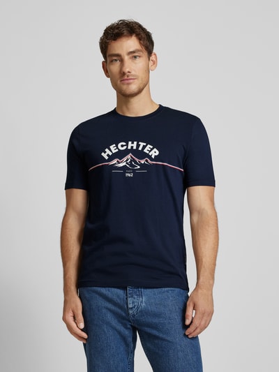 HECHTER PARIS T-shirt met labelprint Marineblauw - 4