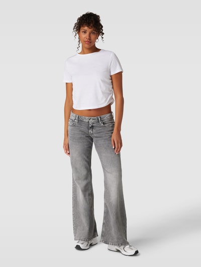 QS Cropped T-Shirt mit seitlichen Raffungen Offwhite 1