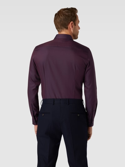 Jake*s Slim fit zakelijk overhemd met structuurmotief Bordeaux - 5