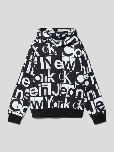 Calvin Klein Jeans Hoodie mit Allover-Label-Print Black 1