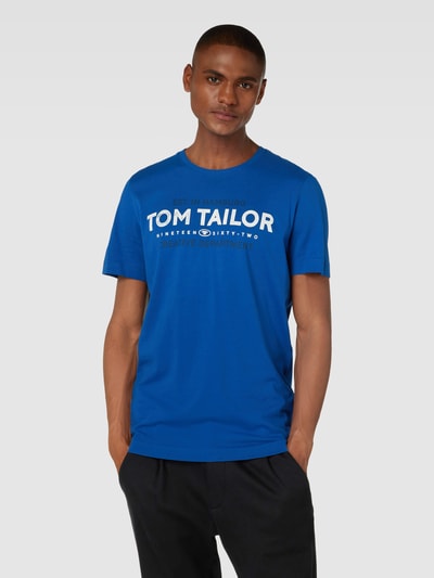 Tom Tailor T-shirt z nadrukiem z logo Królewski niebieski 4