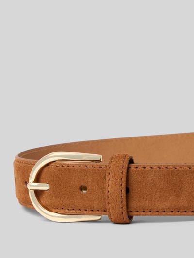 Vanzetti leren riem met doornsluiting en labeldetail Middenbruin - 2
