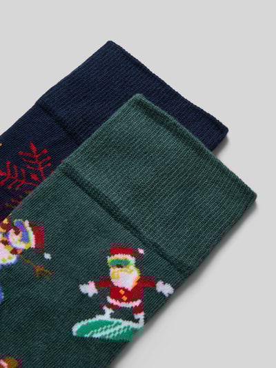 Christian Berg Men Socken mit geripptem Abschluss Dunkelgruen 2