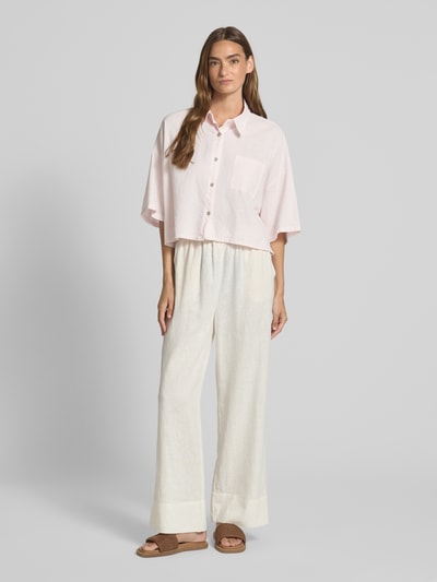 VILLA SOPHIE Korte blouse van een mix van linnen en katoen, model 'Quinn' Roze - 1