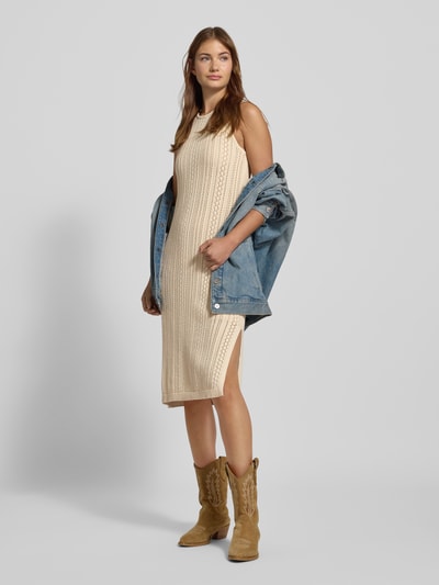 Pieces Loose Fit Strickkleid aus reiner Baumwolle Modell 'NUKA' Beige 1