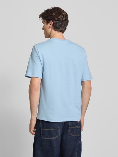 REVIEW T-shirt met labelprint en ronde hals IJsblauw - 5