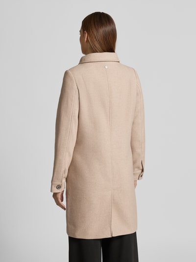 Tom Tailor Regular fit wollen lange jas met visgraatmotief Beige - 5