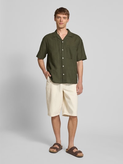 Only & Sons Koszula casualowa o kroju relaxed fit z rękawem o dł. 1/2 model ‘CAIDEN’ Ciemnozielony 1