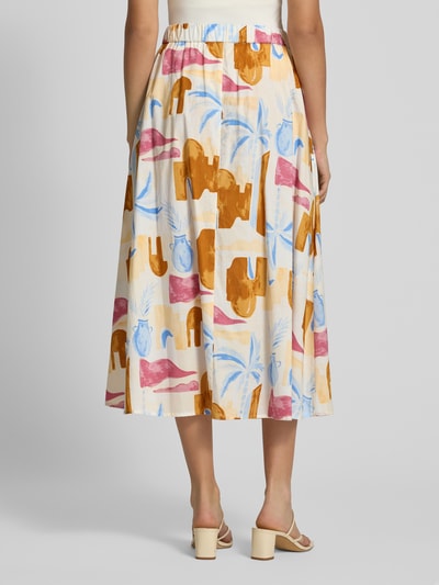 Christian Berg Woman Selection Spódnica midi o linii A z czystej bawełny z zakładkami w pasie Beżowy 5