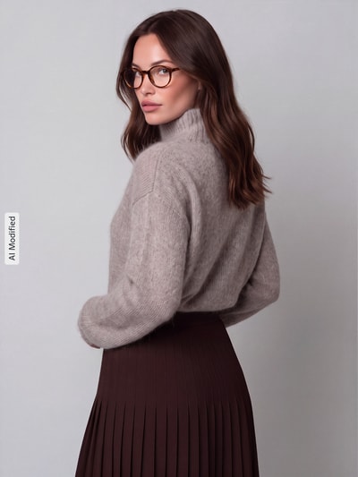 Selected Relaxed Fit Rollkragenpullover aus Alpaka-Mix Taupe 3