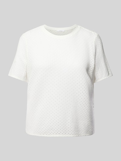OPUS T-shirt z ażurowym wzorem model ‘Sefrira’ Złamany biały 2