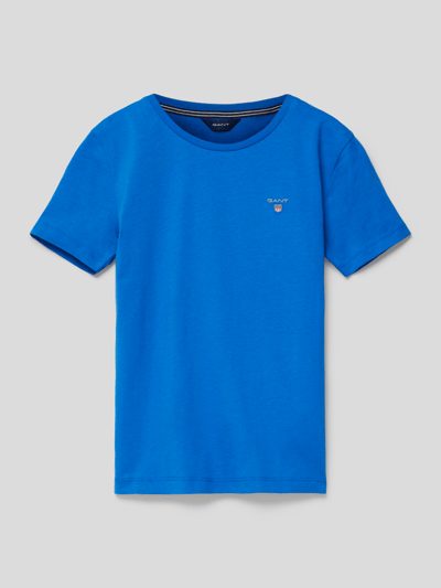 Gant T-Shirt mit Label-Stitching Royalblau 1