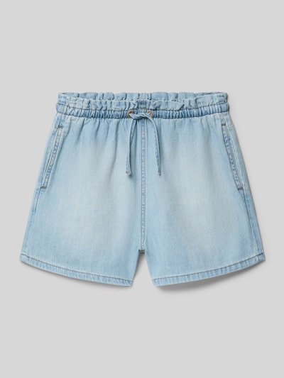 Produktfoto, Wide Leg Jeansshorts aus reiner Baumwolle von s.Oliver RED LABEL in heller Denim-Optik mit elastischem Bundabschluss, Tunnelzug, seitlichen Eingrifftaschen, Material reine Baumwolle, Passform Wide Leg