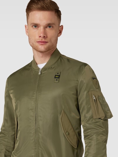 Blauer Usa Blouson mit Zweiwege-Reißverschluss Oliv 3