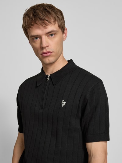 REVIEW Slim fit poloshirt met labelstitching Zwart - 3
