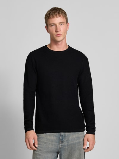 Only & Sons Regular fit gebreide pullover van puur katoen, model 'ERIC' Zwart - 4