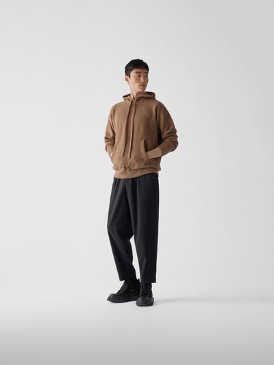 Roberto Collina Hoodie in Strick-Optik Camel 1