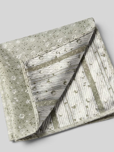 Productfoto, Fliege und Einstecktuch mit floralem all-over stitching van Roy Robson, lichtgroen structuurpatroon, cadeaubox voor heren