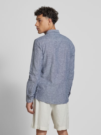 ONLY & SONS Slim Fit Leinenhemd mit Kentkragen Modell 'CAIDEN' Blau 5