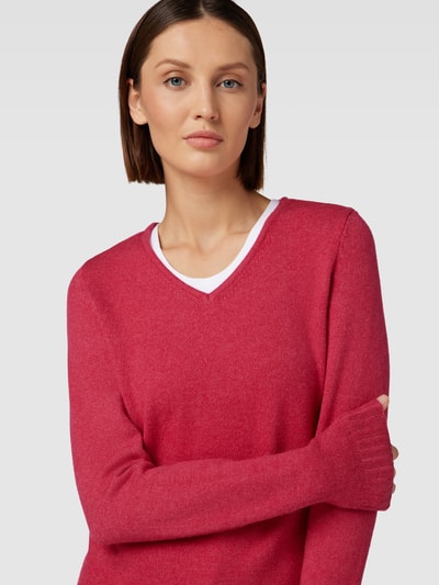 VILA Strickpullover mit gerippten Abschlüssen Modell 'VIRIL' Kirsche 3