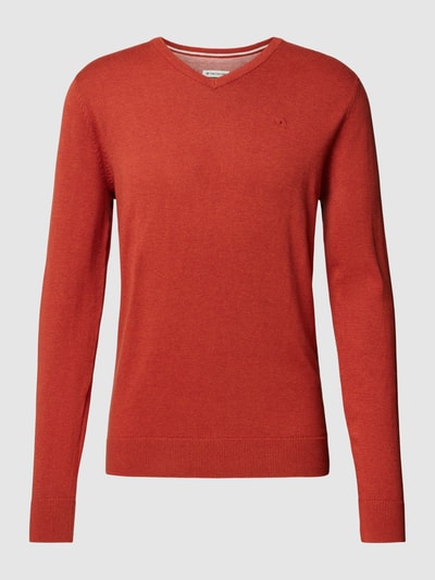 Tom Tailor Gebreide pullover met labelstitching, model 'BASIC' Rood - 2