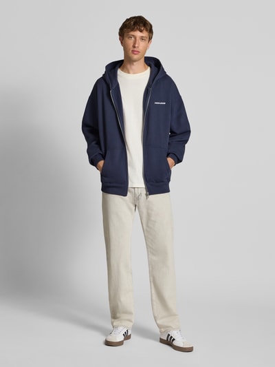 Pegador Oversized sweatjack met logostitching en capuchon Marineblauw - 1