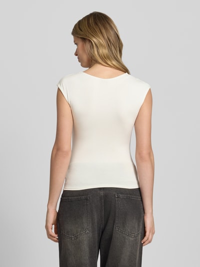 Gina Tricot T-shirt met vierkante hals en kapmouwen Offwhite - 5