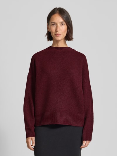Vero Moda Sweter o kroju relaxed fit z dodatkiem wełny model ‘BOOM’ Ciemnoczerwony melanż 4
