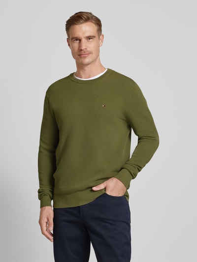 Tommy Hilfiger Gebreide pullover met ronde hals Olijfgroen - 4