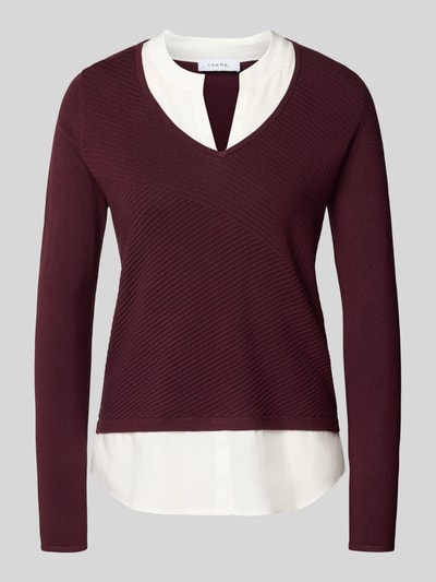 COMMA Strickpullover aus Viskose-Mix mit V-Ausschnitt Bordeaux 2
