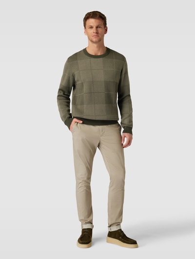 Armedangels Sweter z dzianiny ze wzorem w kratę model ‘TERNAA’ Khaki 1