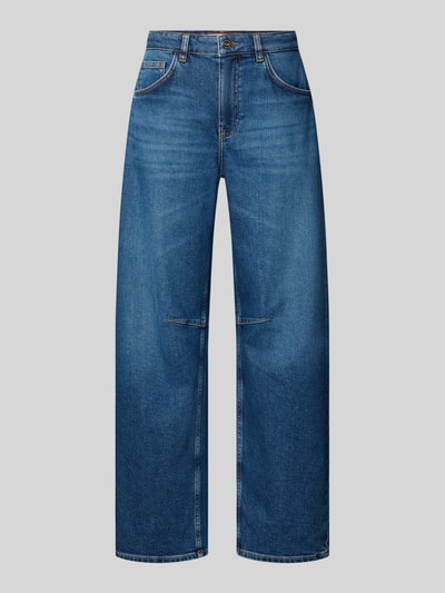 Produktfoto, Barrel Fit Jeans mit Eingrifftaschen Modell 'Dara' von MOS MOSH, blauer Baumwoll-Elasthan-Mix, kräftige Nähte, glatte Textur