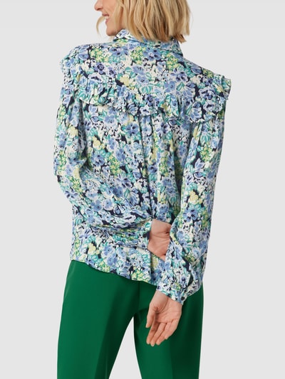 Fransa Blouse met bloemenmotief, model 'Nynne' Lichtblauw - 5