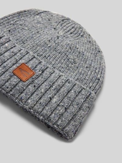 camel active Beanie aus Woll-Mix mit Label-Patch Hellgrau Melange 2