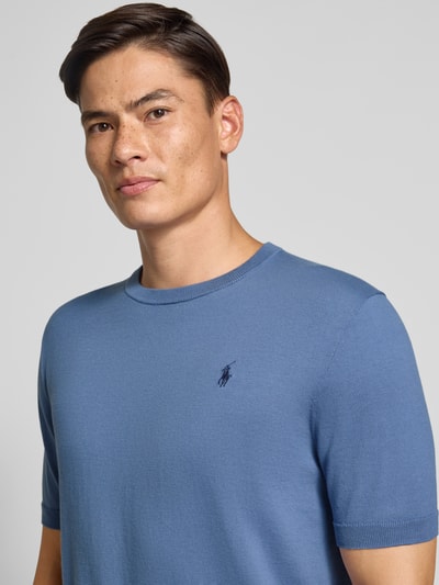 Polo Ralph Lauren Gebreid shirt met ronde hals en labelstitching Rookblauw - 3