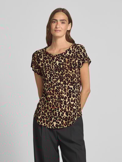 Vero Moda Regular fit blousetop met ronde hals, model 'BELLA' Chocoladebruin - 4