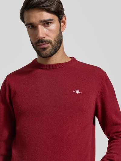 GANT sweter z czystej wełny o kroju regular fit Bordowy 3