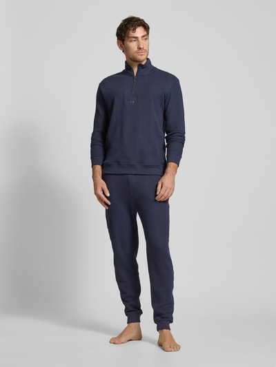 BOSS Sweatpants met labeldetails, model 'Structure' Marineblauw - 1