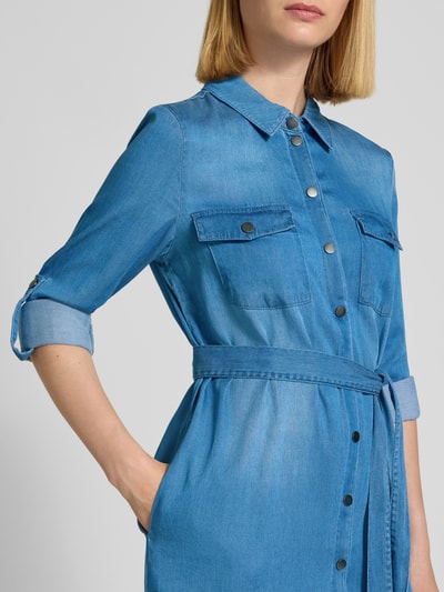 Vila Sukienka o długości do kolan z listwą z zatrzaskami model ‘BISTA’ Jeansowy niebieski 3