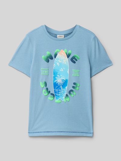 s.Oliver RED LABEL T-shirt o kroju regular fit z czystej bawełny Jasnoniebieski 1