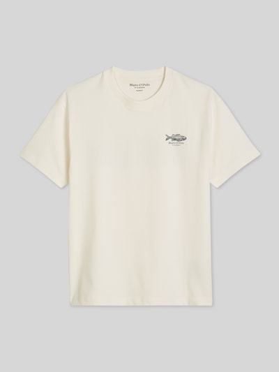 Marc O'Polo Loose Fit T-Shirt aus reiner Baumwolle mit Rücken-Motiv-Print Offwhite 2