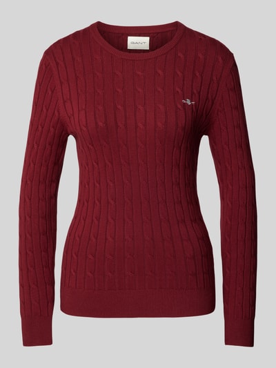 Gant Gebreide pullover met labelstitching Bordeaux - 2