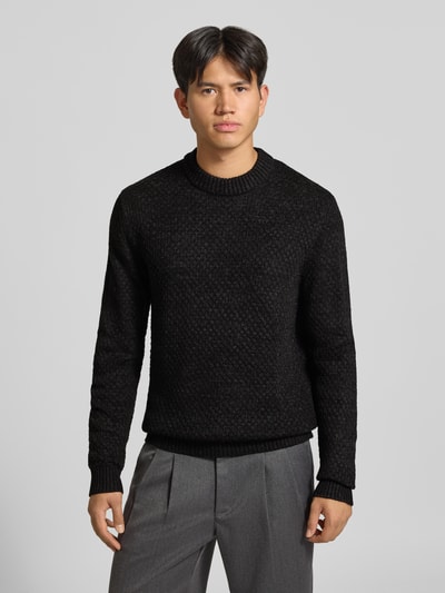 JACK & JONES Regular Fit Strickpullover aus Baumwoll-Mix Modell 'BLAKE' Anthrazit Melange 4