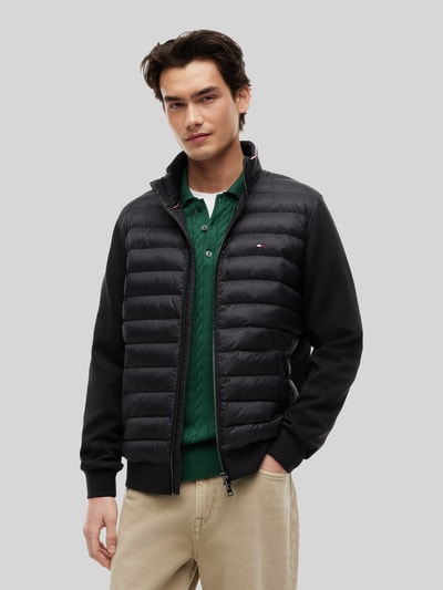 Tommy Hilfiger regular fit gebreid jack met doorgestikte inzet van katoenmix Zwart - 4